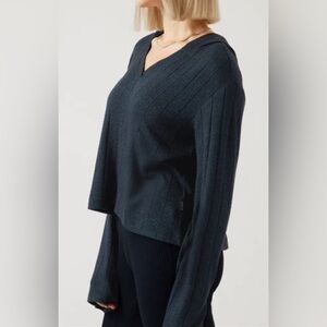 Athleta Harmony Hoodie, dark Sardinia blue, large, EUC